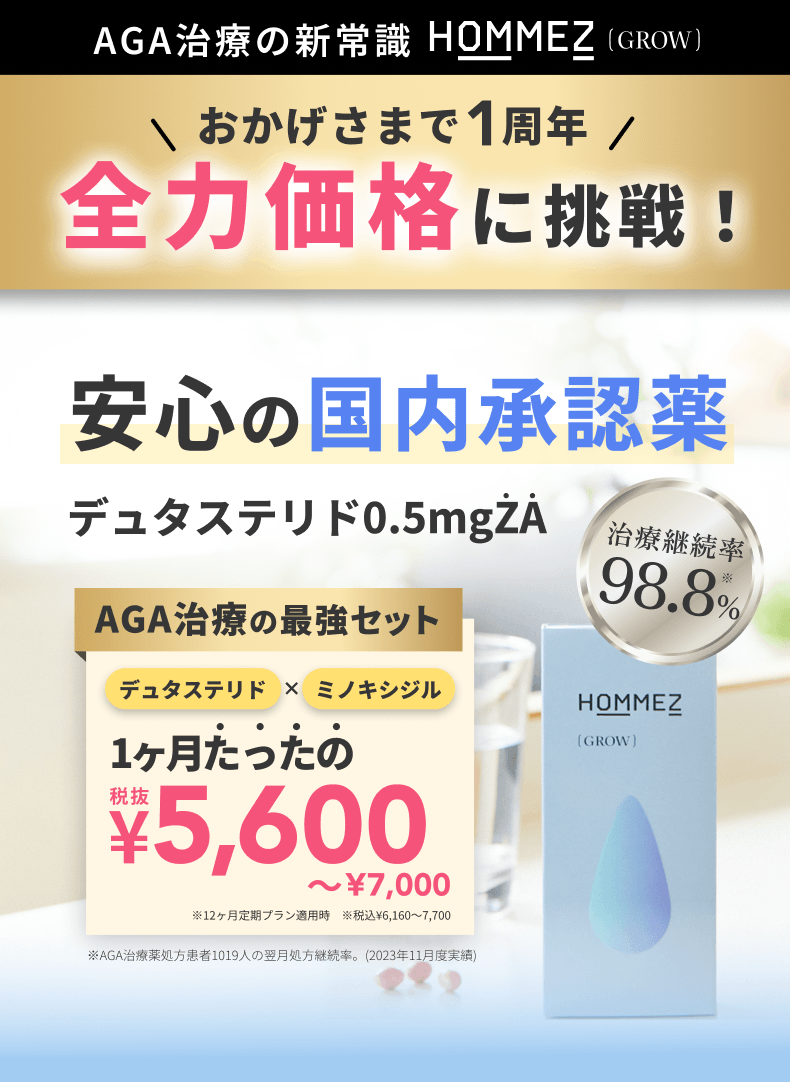 おかげさまで１周年。全力価格に挑戦！安心の国内承認薬 デュタステリド0.5mgZA